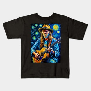 Neil Young in starry night Kids T-Shirt